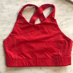 Outdoor Voices Key Bra in Scarlett